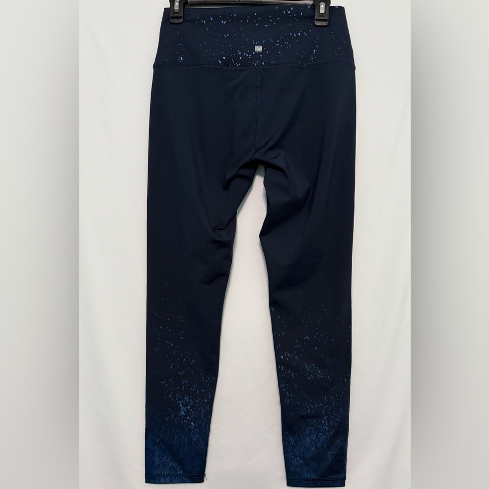 Z by Zobha Navy Blue With Blue Metallic Design Accent Leggings Size Large - Picture 2 of 5